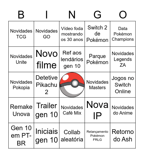 Pokémon 30 Anos Bingo Card