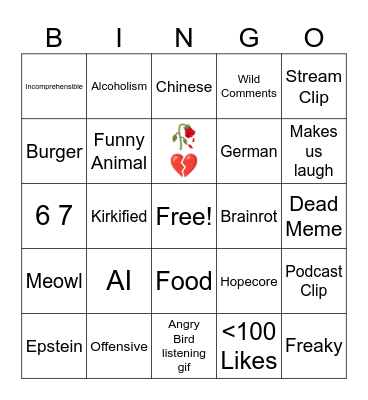 Reels Bingo Card