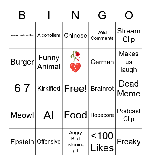 Reels Bingo Card