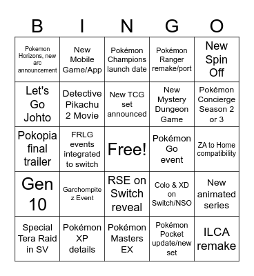 Pokemon Day 2026 Bingo Card