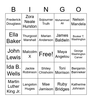 Black History Month Bingo Card