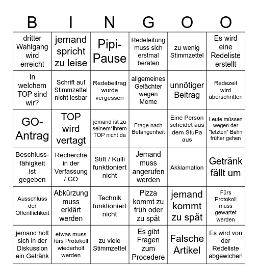 BullshitBingo KoSi 2026 Bingo Card