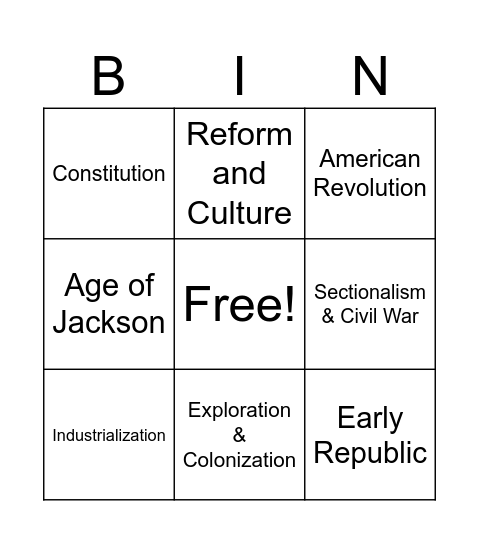 Era Bingo Card
