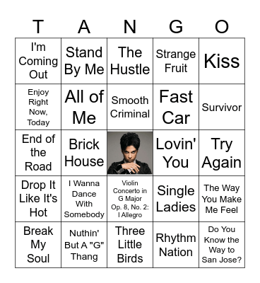 Celebrating Black Artists #1 Bingo Card