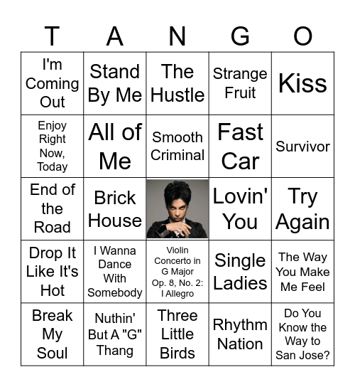 Celebrating Black Artists #1 Bingo Card