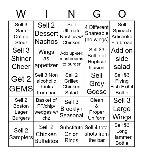 $$ BWW WINGOOOO!!!!!!!!!!!! $$ Bingo Card