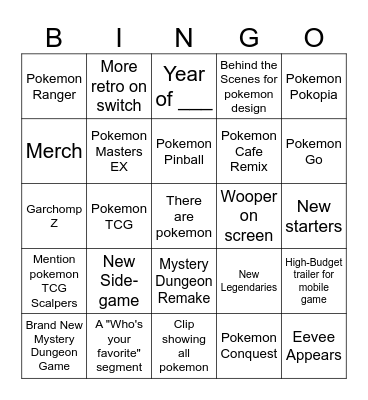 Pokemon 30th Bingo Card