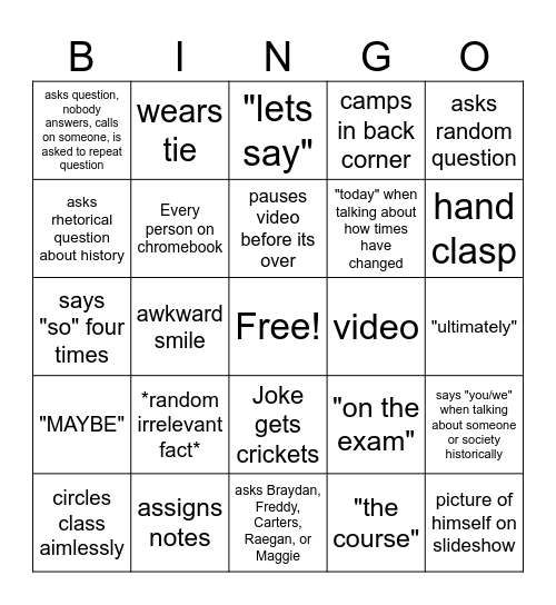 Kozak Bingo Card