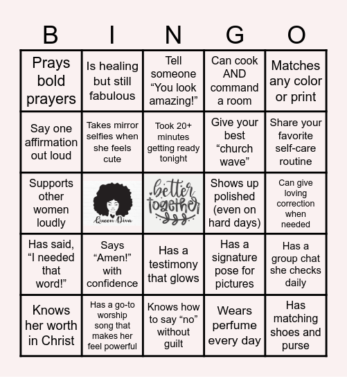 Ladies Diva Bingo Card