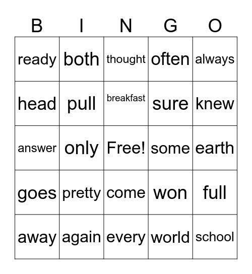 Trick Word Bingo! Bingo Card