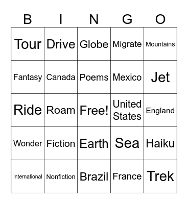 Nevada Reading Week Bingo Card