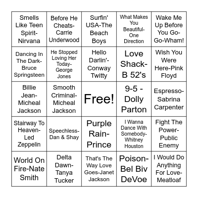 All Genre's Bingo Card