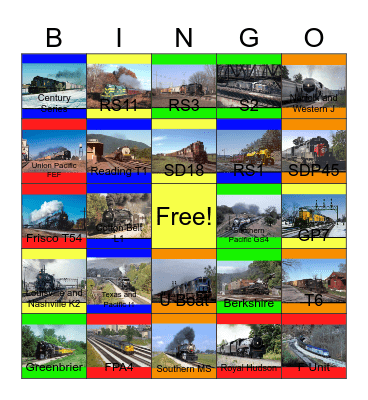 Southern, Union Pacific, Chessie System and other Railroads in the 70's and 80's that I would like to record with Carmen one day Bingo Card