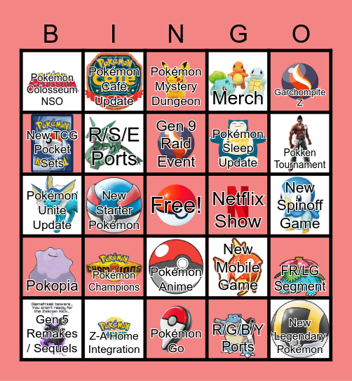 Pokémon Presents 2026 Bingo Card