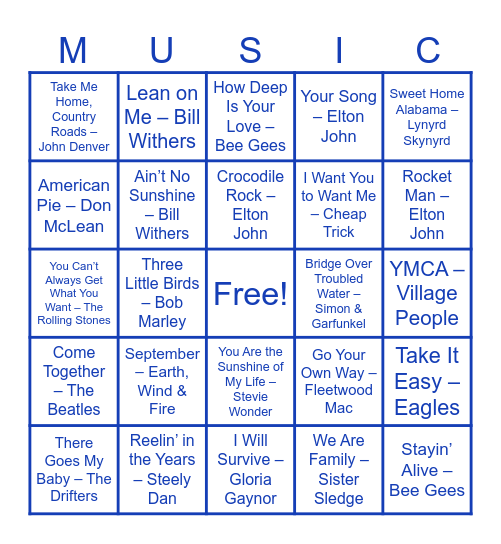 Music Trivia ROUND 3 Bingo Card