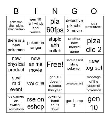 pokemon twenty twenty siks Bingo Card