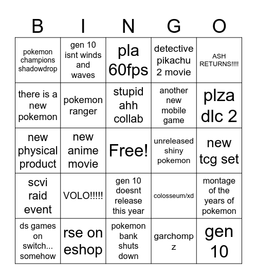 pokemon twenty twenty siks Bingo Card