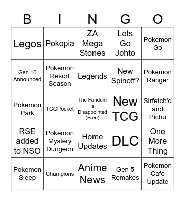Pokemon Day 2026 Bingo Card