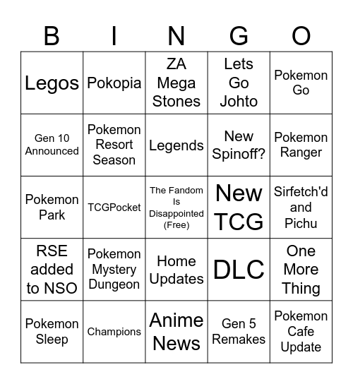 Pokemon Day 2026 Bingo Card