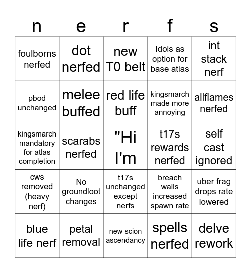 3.28 Bingo Card