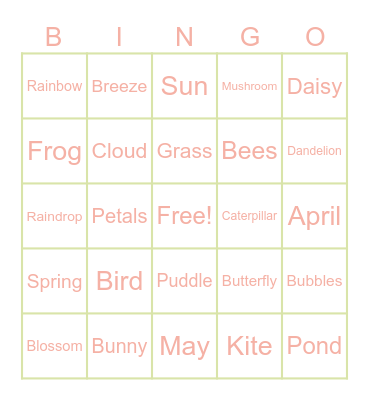 April Showers Bring May Flowers Bingo Card