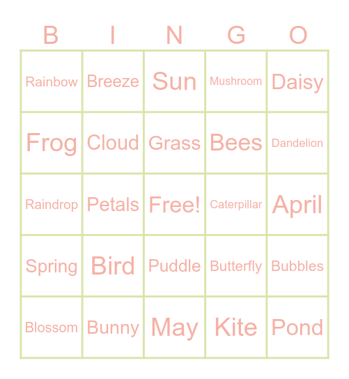 April Showers Bring May Flowers Bingo Card