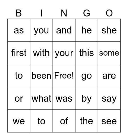 ♥️ Word BINGO Card