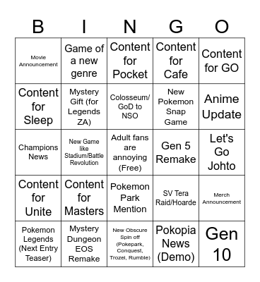 Pokemon Day 2026 Bingo Card