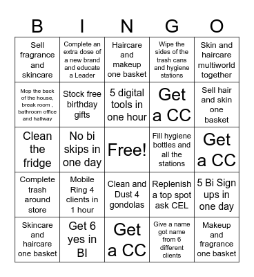 Sephora Easton Bingo Card