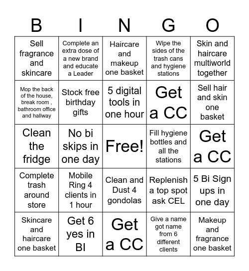 Sephora Easton Bingo Card