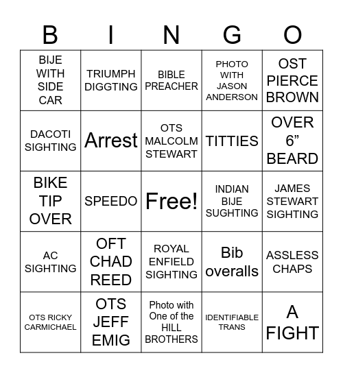 Daytona 2026 Bingo Card