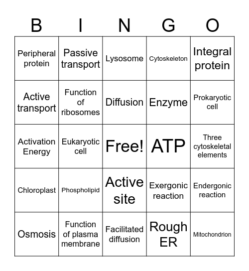 BIO 1305 Exam 2 Review Bingo Card
