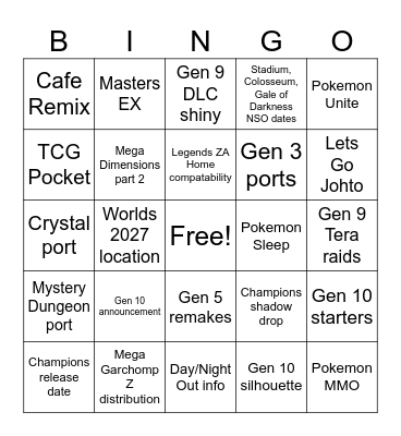 Pokemon Day 2026 Bingo Card