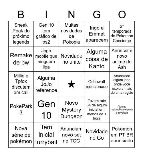 Pokemon presents Bingo Card