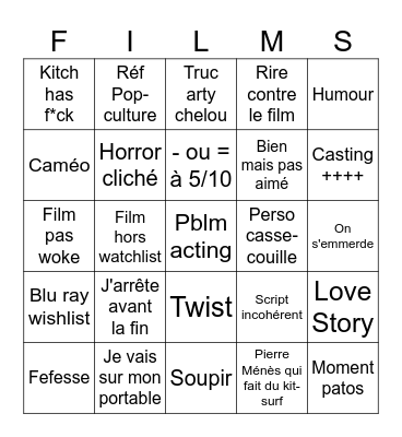 Films Bingo Card