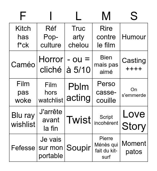 Films Bingo Card