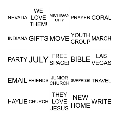 Haylie and Coral Bingo Card