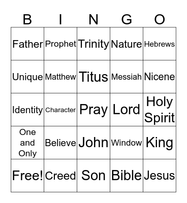 Apostles' Creed: I believe in Jesus Christ... January 15, 2017 Bingo Card