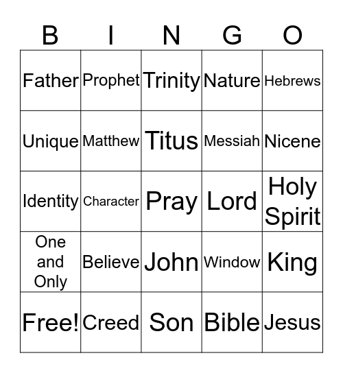 Apostles' Creed: I believe in Jesus Christ... January 15, 2017 Bingo Card