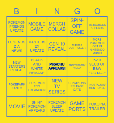 Pokemon Day Predictions Bingo 2026 Bingo Card