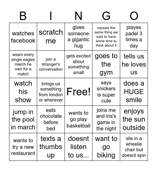 papa Bingo Card