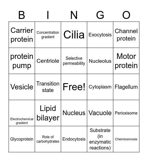 BIO 1305 Exam 2 Review Bingo Card