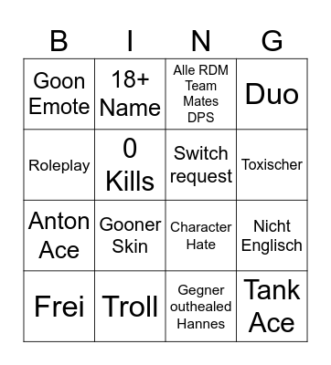 Marvel Rivals Bingo Card