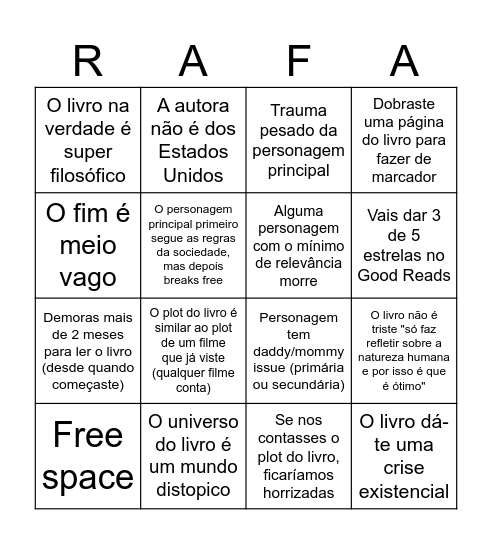 Bingo Livro do Bingo Card