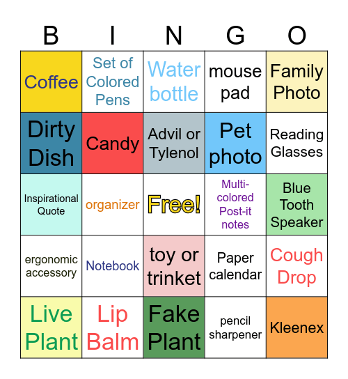 What's on Your Desk? Bingo Card