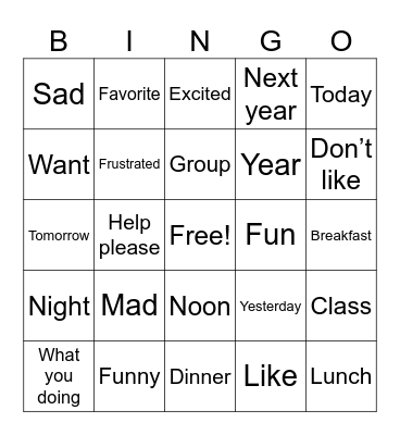 ASL Bingo Card
