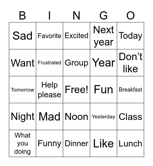 ASL Bingo Card