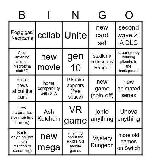 Pokemon Day 30th anniversary Bingo Card