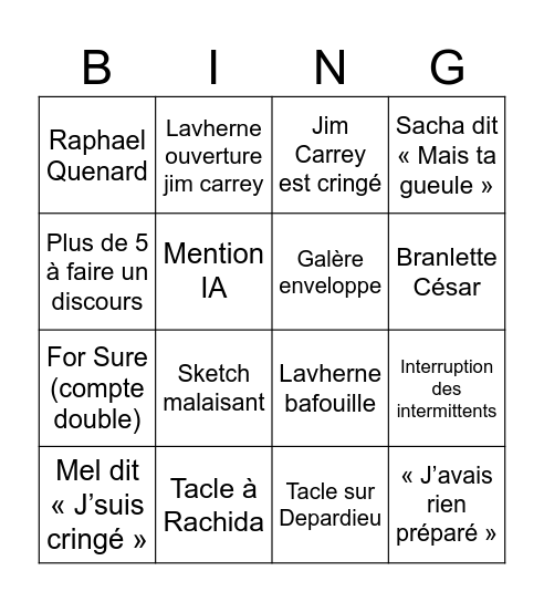 Césars 2026 Bingo Card
