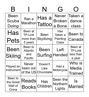 TP-Link Bingo Card